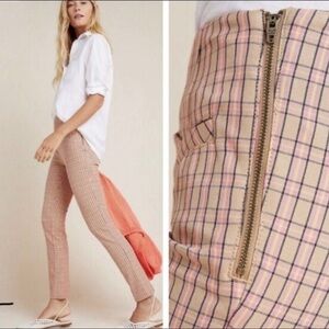 Anthropologie Essential Slim Plaid Stretch Pants